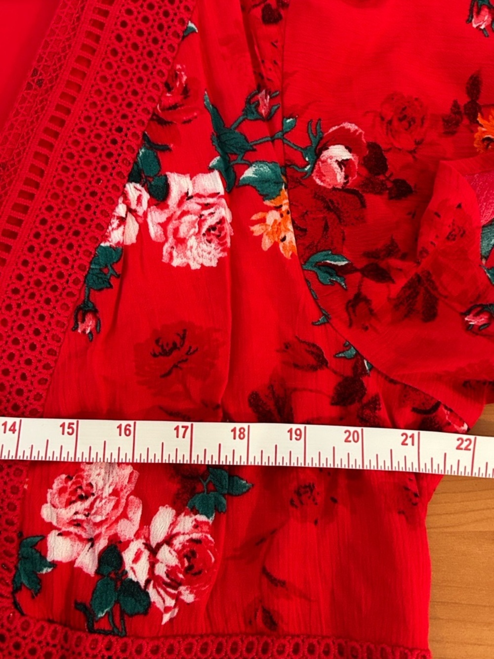 NWOT torrid Red Floral Crochet-Trim Midi Dress - Picture 9 of 13